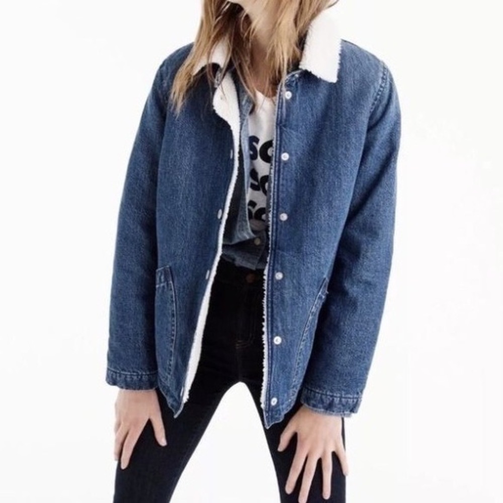 J Crew Sherpa Lined Denim Jacket